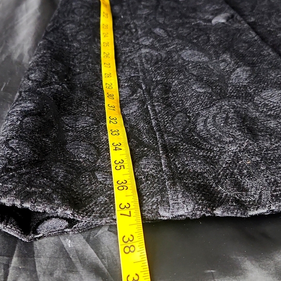 Y2K black velvet Brocade whismigoth Vampire Notch Lapel long length coat - Picture 13 of 13